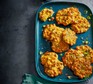 Air-fryer sweetcorn fritters Air-fryer sweetcorn fritters served on a plate