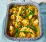 Baked vegan korma in a baking dish