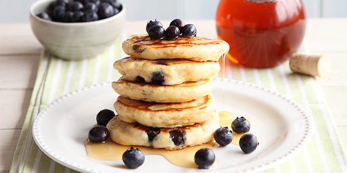 Stack of Blueberry & lemon pancakes