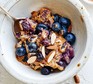 Blueberry & nut oat bake served in a bowl