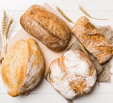 Four different bread loaves