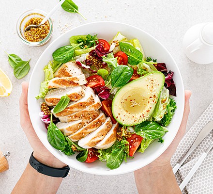 Chicken breast with avocado and salad