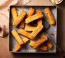 Chickpea panisse resembling chips, on a baking tray