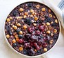 Cocoa & cherry oat bake served in a tin