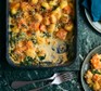 Creamy baked gnocchi with squash & spinach in a baking dish