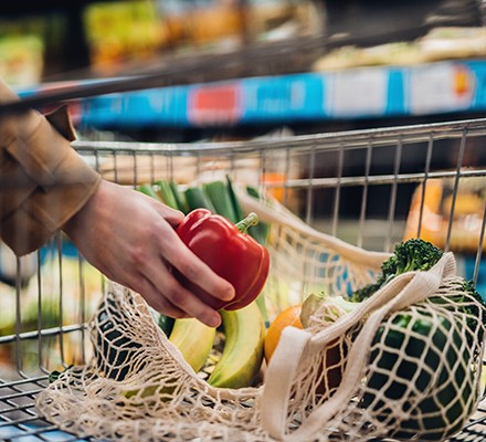 Food shopping in a supermarket