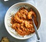 Prawn tikka masala served with rice