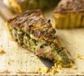 Rocket, mushroom & bacon quiche