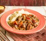 Slow cooker pork casserole served in a bowl