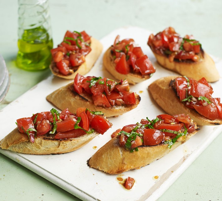 Tomato bruschetta on plate