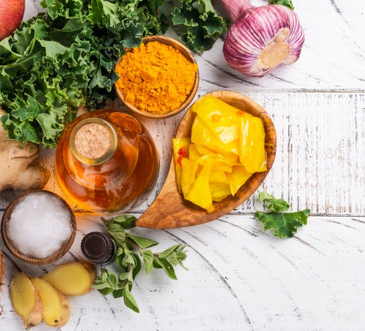 Candida diet food. Assortment of food that fights candida