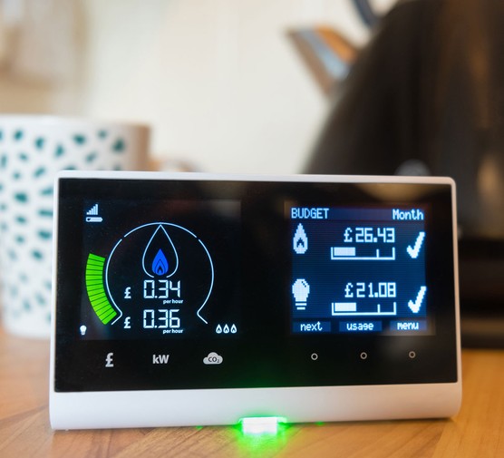 Smart meter next to a kettle